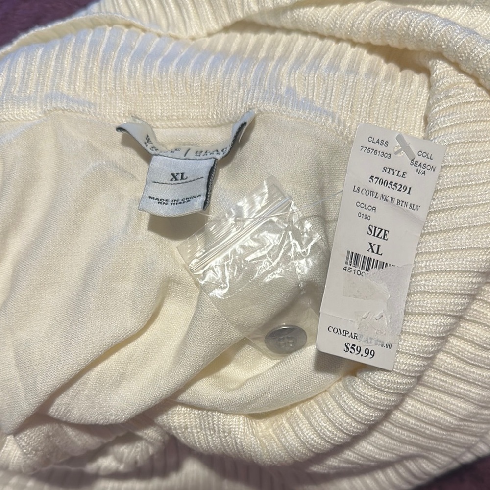 NWT White House Black Market Cream Cowl Neck Sweater Size XL - Picture 9 of 11